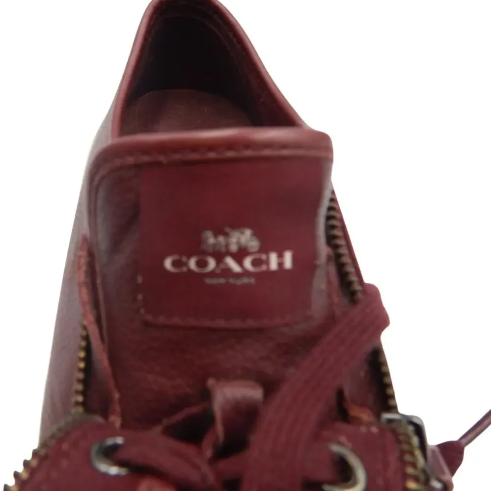 Coach Empire Zipper Leather Sneakers Shoes Burgundy Size 7.5B - Picture 6 of 8